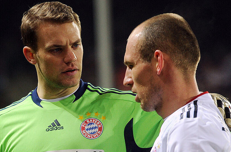 Arjen Robben (r.) und Manuel Neuer spielen seit 2011 gemeinsam beim FC Bayern.