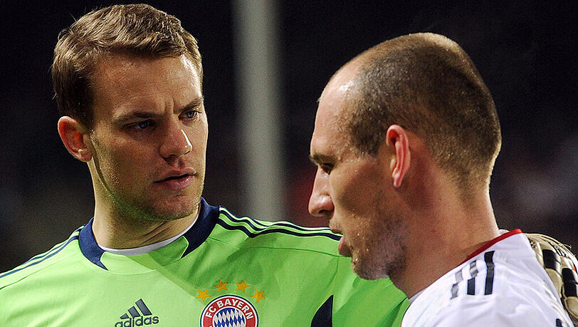Arjen Robben (r.) und Manuel Neuer spielen seit 2011 gemeinsam beim FC Bayern. Arjen Robben (r.) und Manuel Neuer spielen seit 2011 gemeinsam beim FC Bayern.