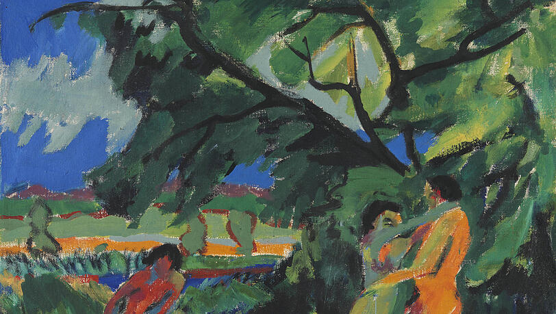 Ernst Ludwig Kirchners "Spielende nackte Menschen unterm Baum" von 1910. Foto: BStGS