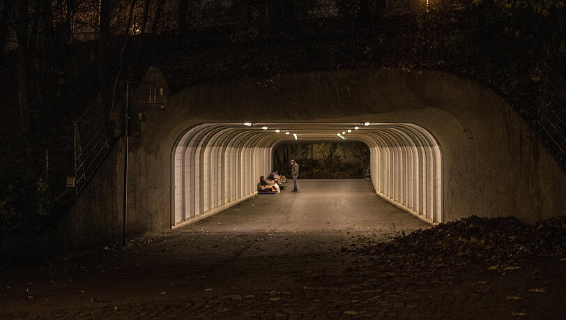 Obdachlose an der Theresienwiese. Obdachlose an der Theresienwiese.