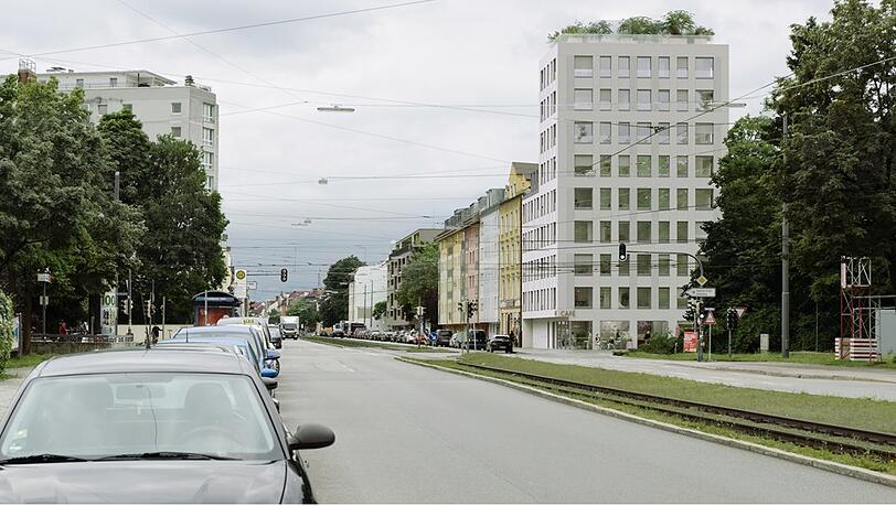 In 27 Metern Höhe soll ein sozialer Treff entstehen, im Erdgeschoss ein Café und auf der ganzen Fassade zwei verschiedene Fensterformate. In 27 Metern Höhe soll ein sozialer Treff entstehen, im Erdgeschoss ein Café und auf der ganzen Fassade zwei verschiedene Fensterformate.