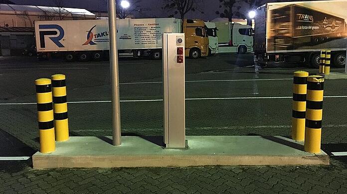 E-Ladesäulen am Großmarkt: Hier sollen Lkw-Fahrer Strom zapfen, um ihre Ladungen zu kühlen