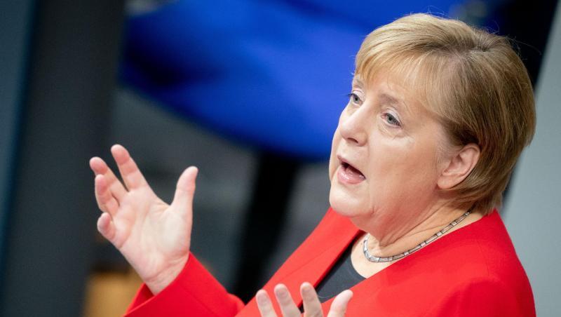 Bundeskanzlerin Angela Merkel spricht im Bundestag während der Generaldebatte zum Bundeshaushalt 2020. Bundeskanzlerin Angela Merkel spricht im Bundestag während der Generaldebatte zum Bundeshaushalt 2020.