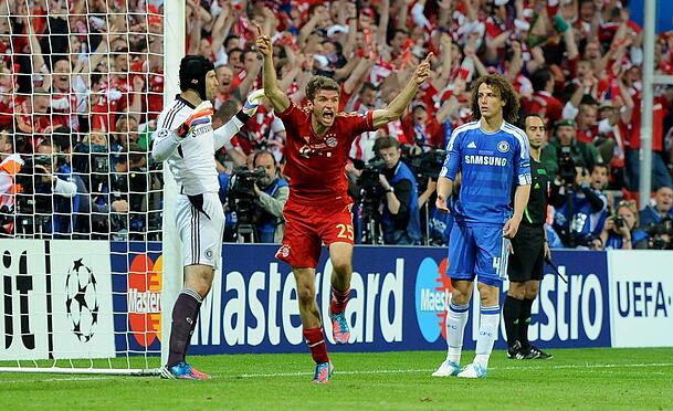 Ein Moment für die Ewigkeit: Müller köpft im Champions-League-Finale 2012 den vermeintlichen Siegtreffer gegen den FC Chelsea.
