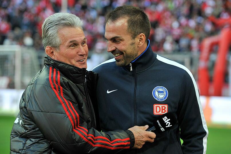 "Wir sind Kollegen" - FC-Bayern-Trainer Jupp Heynckes und Markus Babbel, der Trainer von Hertha BSC Berlin.