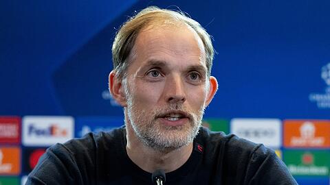 Bayern Münchens Trainer Thomas Tuchel bei einer Pressekonferenz in Rom.