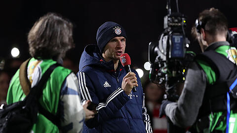 "Man of the Match" Thomas Müller nach der Partie in der Allianz Arena.