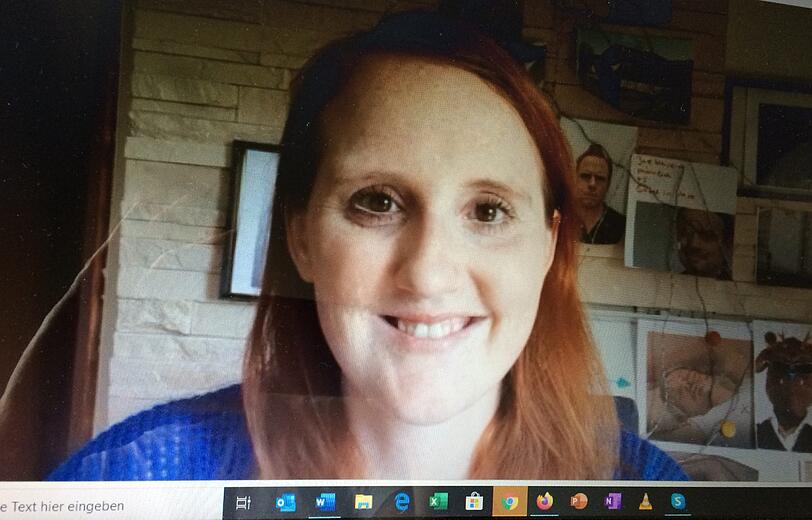 Christina Baumer: Moment-Aufnahme beim Skype-Interview.