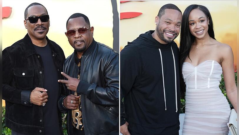 Eddie Murphy und Martin Lawrence sind durch die Hochzeit ihrer Kinder Eric Murphy und Jasmine Lawrence (v.l.n.r.) jetzt quasi verwandt.