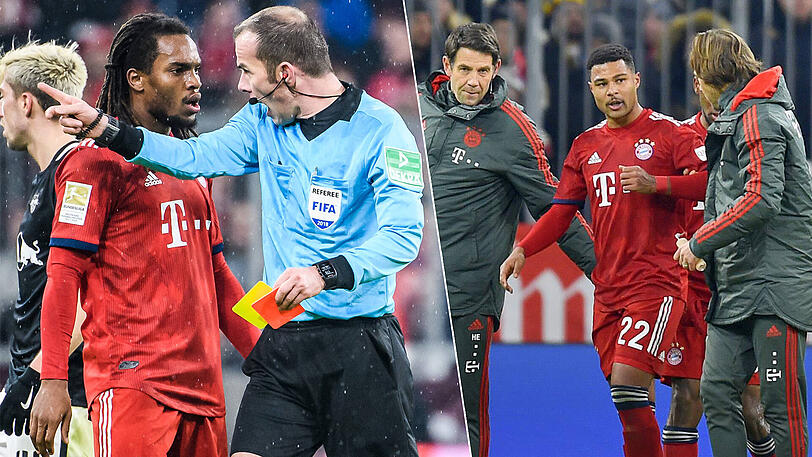Renato Sanches (l.) holte sich gegen Leipzig eine Gelb-Rote Karte, Serge Gnabry zog sich einen Muskelfaserriss zu.