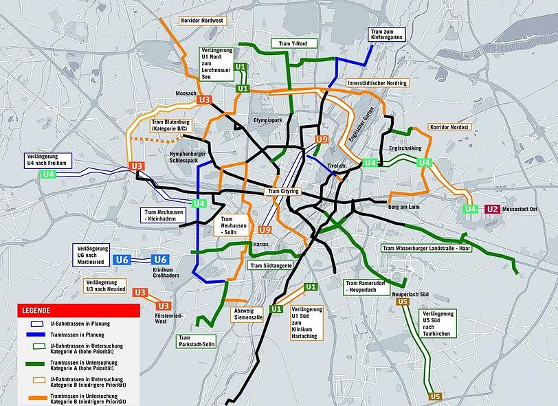 Norden, Osten, Süden, Westen: So sehen die Linien aus, die die Stadt schon konkret plant oder angedacht hat.