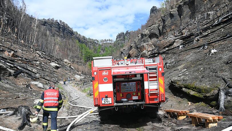 Požár lesa v České republice u německých hranic