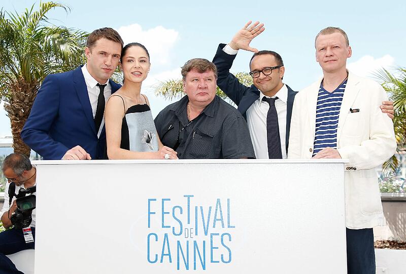 Von links: Vladimir Vdovichenkov, Elena Lyadova, Roman Madianov, Andrey Zvyagintsev und Aleksei Serebryakov
