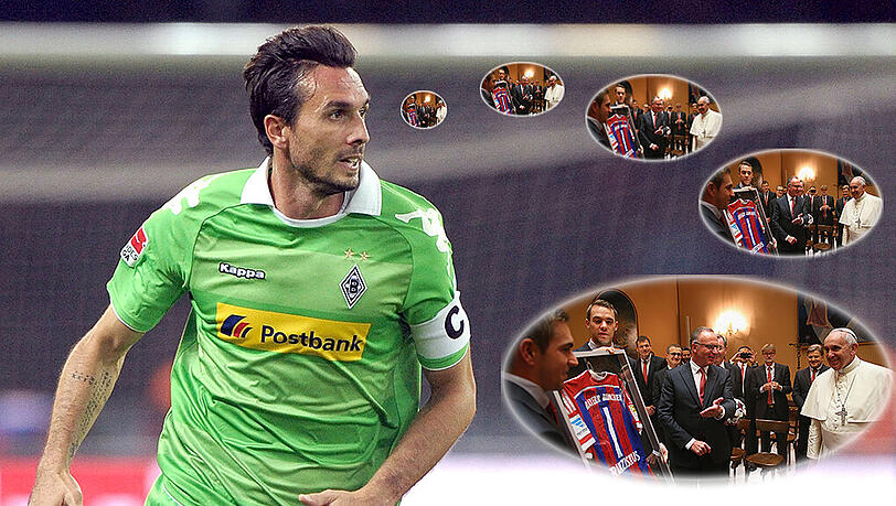 Gladbach-Spieler Martin Stranzl und der Papstbesuch des FCB. Gladbach-Spieler Martin Stranzl und der Papstbesuch des FCB.