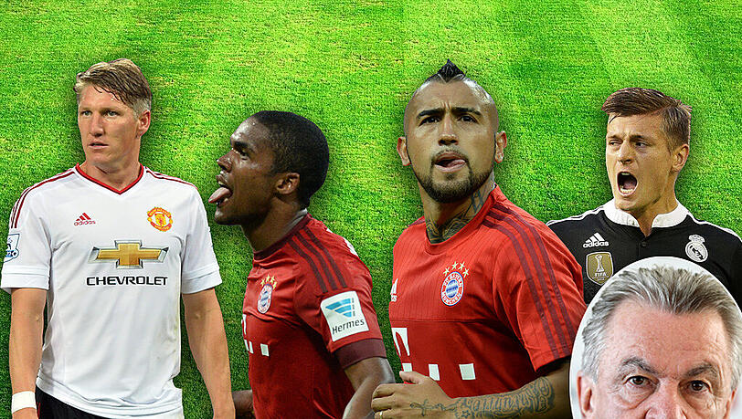 Ein Chilene und ein Brasilianer kommen, zwei Deutsche gehen: Die Neuzugänge Vidal und Costa und die Ex-Bayern Schweinsteiger und Kroos. Ein Chilene und ein Brasilianer kommen, zwei Deutsche gehen: Die Neuzugänge Vidal und Costa und die Ex-Bayern Schweinsteiger und Kroos.