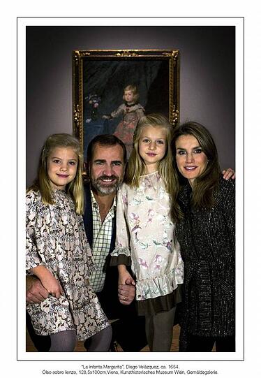 Spaniens Kronprinz Felipe und seine Frau Letizia mit ihren KindernSofia (l.) und Leonor