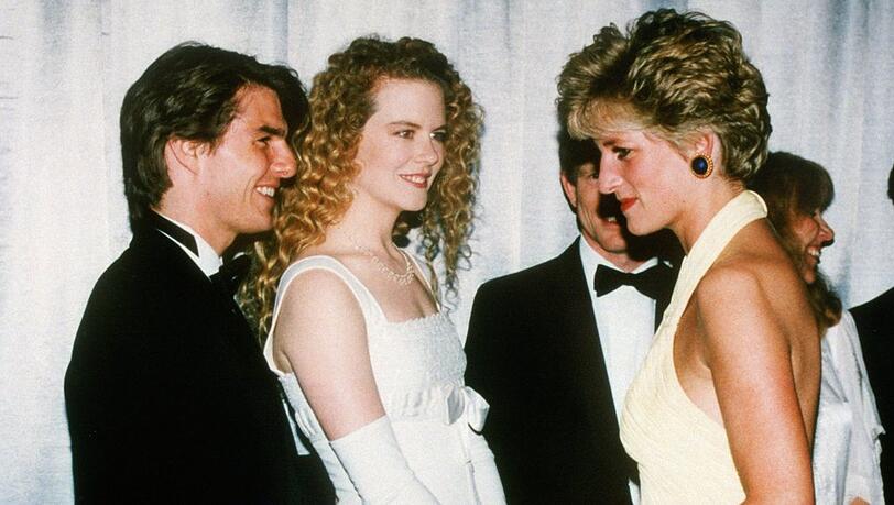 Tom Cruise mit seiner damaligen Partnerin Nicole Kidman und Prinzessin Diana (re.) in London. Tom Cruise mit seiner damaligen Partnerin Nicole Kidman und Prinzessin Diana (re.) in London.