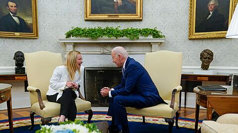 Italiens Ministerpräsidentin Giorgia Meloni und US-Präsident Joe Biden im Weißen Haus.