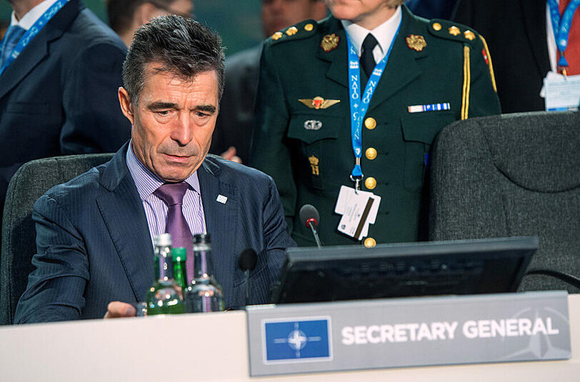 Nato-Generalsekretär Anders Fogh Rasmussen bei einer Sitzung des Nato-Gipfels in newport.