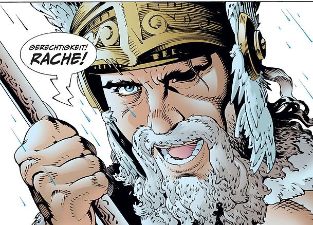 So hat sich Richard Wagner seinen Wotan vorgestellt - mit Flügelchen am Helm, die historisch nicht korrekt sind, aber seither germanische Kopfbedeckungen zieren. So hat sich Richard Wagner seinen Wotan vorgestellt - mit Flügelchen am Helm, die historisch nicht korrekt sind, aber seither germanische Kopfbedeckungen zieren.