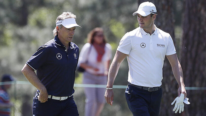 Die deutschen Stars beim US Masters in Augusta: Bernhard Langer (links) und Martin Kaymer.