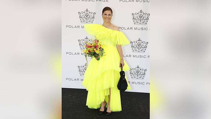 Schwedens künftige Königin Victoria strahlte beim Polar Music Prize in Stockholm in neongelb.