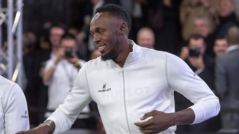 Usain Bolt nimmt am Hublot Match of Friendship auf der Uhrenmesse Baselworld teil.