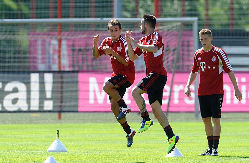 Jupp Heynckes hatte bei seiner  Rückkehr zu Bayern München nur einen Rumpfkader zur Verfügung. Bei  der ersten Trainingseinheit am Montag standen gerade einmal sieben  Profis auf dem Platz. Die Bilder