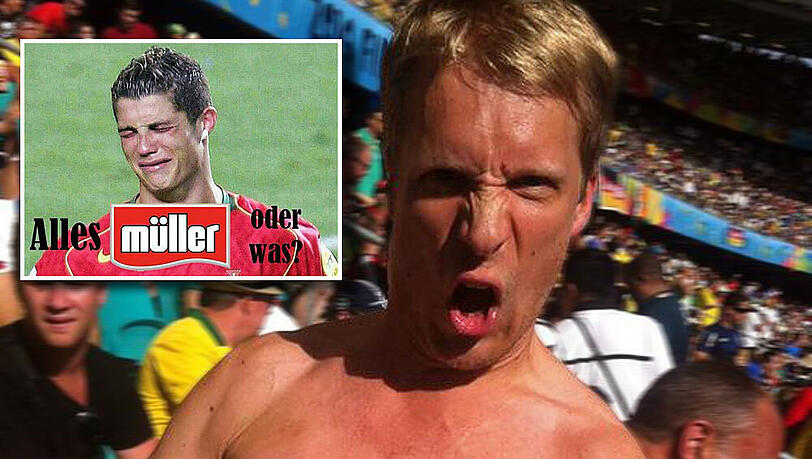 "Alles Müller oder was?" - Oliver Pocher imitiert Cristiano Ronaldos Torjubel. "Alles Müller oder was?" - Oliver Pocher imitiert Cristiano Ronaldos Torjubel.