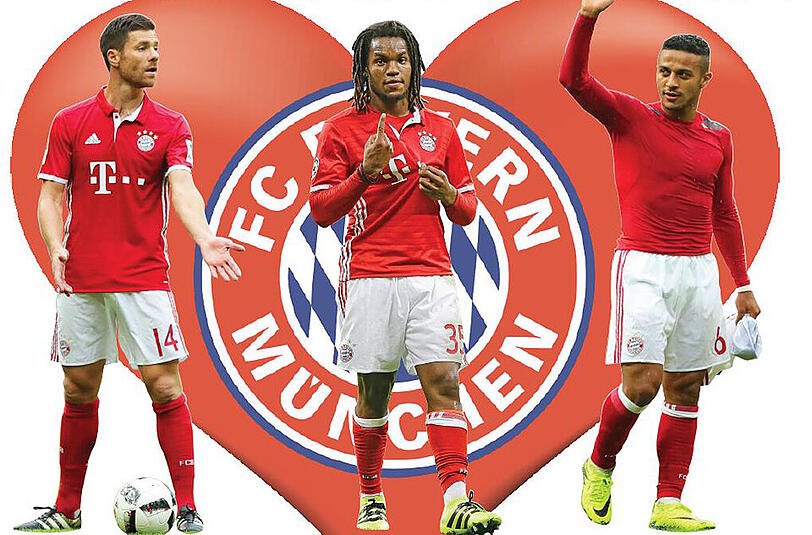 Schwächeln im Zentrum, das einst Bayerns Herzstück war: Xabi Alonso, Renato Sanches und Thiago (v.l.).