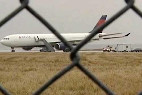 Delta-Flug 253 nach der sicheren Landung in Detroit.