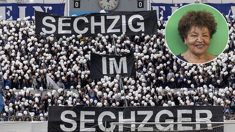 Löwen-Fans demonstrieren in der Westkurve für den Verbleib im Stadion. BA-Chefin Carmen Dullinger-Oßwald freut sich über die Rückkehr der Löwen nach Giesing.