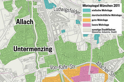 Zahlen Sie zu viel Miete? Klicken Sie durch die verschiedenen Viertel, und checken, in welcher Lage Sie wohnen.