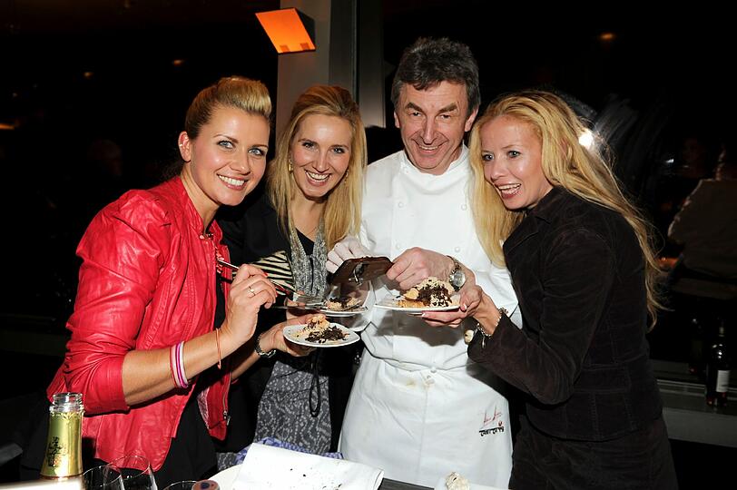 Jessica Boers, Laura Sophia Landauer, Hans Haas vom Tantris und Georgia Schultze auf der 181 Trüffel-Küchenparty.
