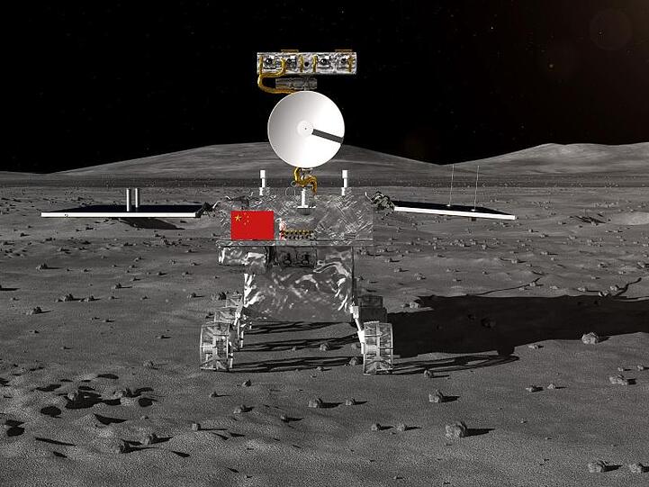 Die chinesische "Chang'e 4" setzte am frühen Donnerstagmorgen den 03.01.2019 um 3.26 Uhr am Aitken-Krater in der Nähe vom Südpol des Erdtrabanten auf.