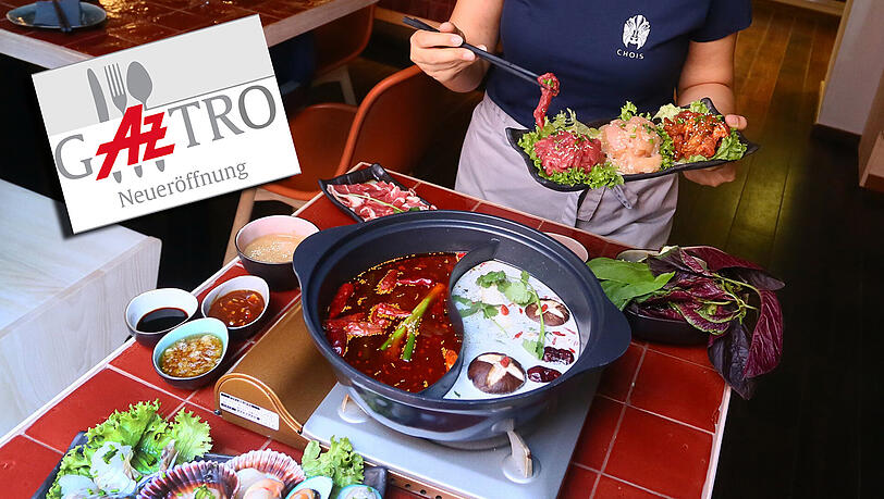 Xiaoxiang Yu in ihrem Chois Restaurant mit dem sehr scharfen Hot Pot und einer vegetarischen Pilzbrühe. Xiaoxiang Yu in ihrem Chois Restaurant mit dem sehr scharfen Hot Pot und einer vegetarischen Pilzbrühe.