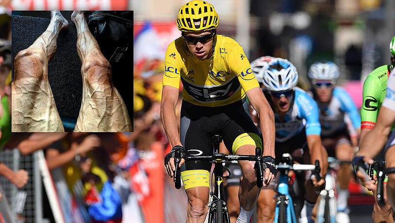 Wie kräftezehrend die Tour de France sein kann, zeigen die Beine von Pawel Poljanski. Wie kräftezehrend die Tour de France sein kann, zeigen die Beine von Pawel Poljanski.