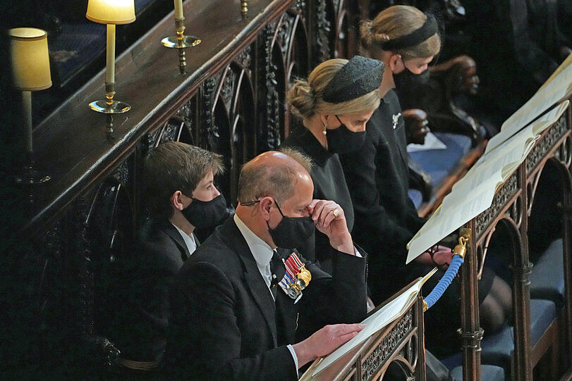 Prinz Edward und Ehefrau Sophie, Gräfin von Wessex, mit den beiden Kindern James und Louise.