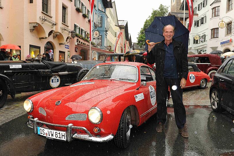 Maria Höfl-Riesch, Felix Baumgartner und Johann bei der Alpenrallye in Kitzbühel 2014. Die Bilder.