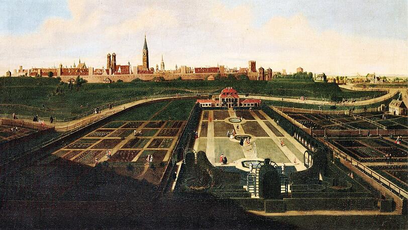 Vor dem Sendlinger Tor: das Schlösschen der Familie La Rosée 1749. Vor dem Sendlinger Tor: das Schlösschen der Familie La Rosée 1749.