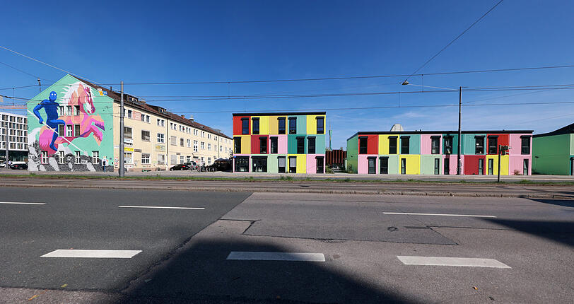 Bunt geht's hier zu: Blick auf das sogenannte Kreativquartier.