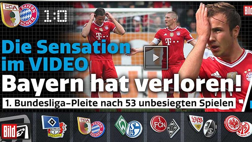 Bild.de schreibt: Bayern hat verloren! 1. Bundesliga-Pleite nach 53 ungeschlagenen Spielen