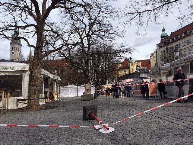 Auf dem Viktualienmarkt bleiben heute 30 von 110 Ständen geschlossen, unter anderem der Obstmarkt und Biergarten.
