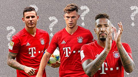 Sie beschäftigen Bayern-Trainer Niko Kovac besonders (v.l.): Lucas Hernández, Joshua Kimmich und Jérôme Boateng.