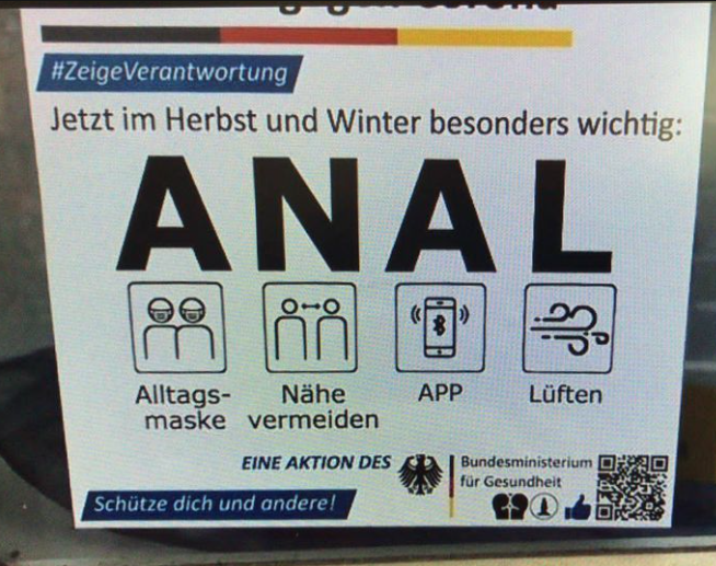 ANAL statt AHA? Dieses Corona-Plakat ist Fake ...
