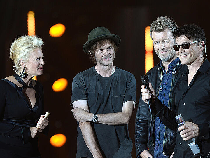 Morten Harket (r-l), Magne Furuholmen und Pal Waaktaar-Savoy von a-ha