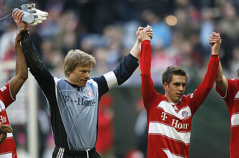 Spielten mehrere Jahre lang zusammen beim FC Bayern: Oliver Kahn (l.) und Philipp Lahm.