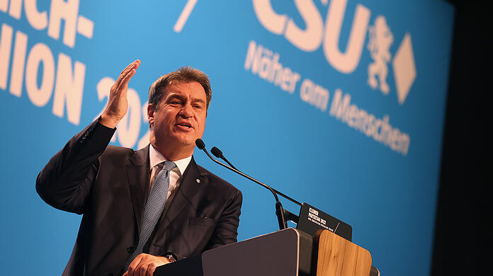 Bayerns Ministerpräsident Markus Söder beim kleinen Parteitag der CSU.
