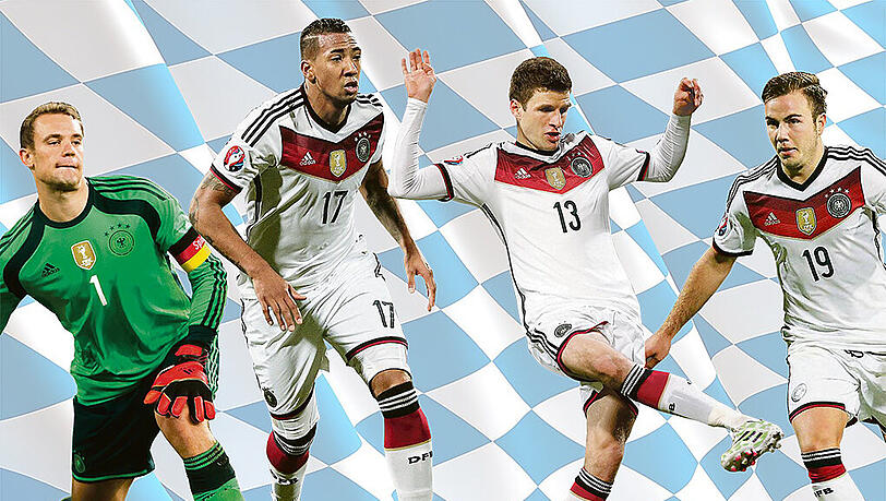 Mit Manuel Neuer, Jérôme Boateng, Thomas Müller und Mario Götze stehen im aktuellen Kader der deutschen Nationalmannschaft nur noch vier Spieler des FC Bayern. Mit Manuel Neuer, Jérôme Boateng, Thomas Müller und Mario Götze stehen im aktuellen Kader der deutschen Nationalmannschaft nur noch vier Spieler des FC Bayern.