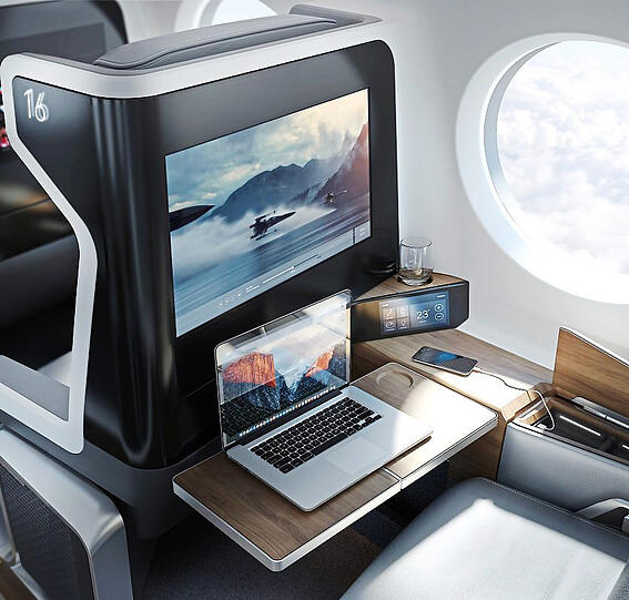 Laptop und Filme: Für Passagiere soll's luxuriös werden im Überschallflugzeug "Boom".